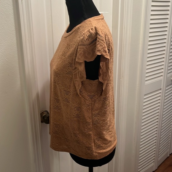 Urban Romantics Women's Lace Ruffle Sleeve Top - Picture 3 of 6